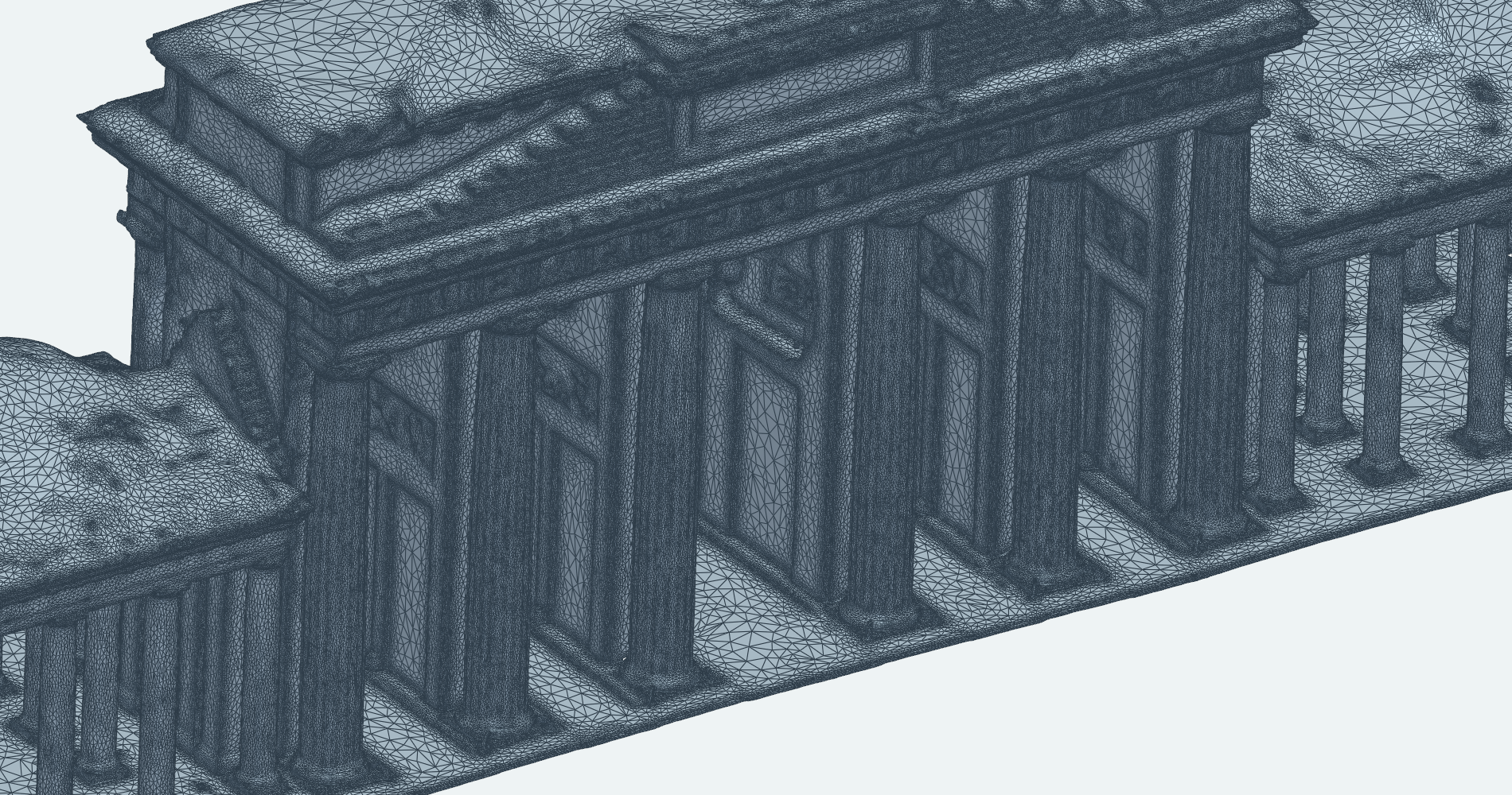 GeometryAI surface mesh behind a Brandenburg Gate column