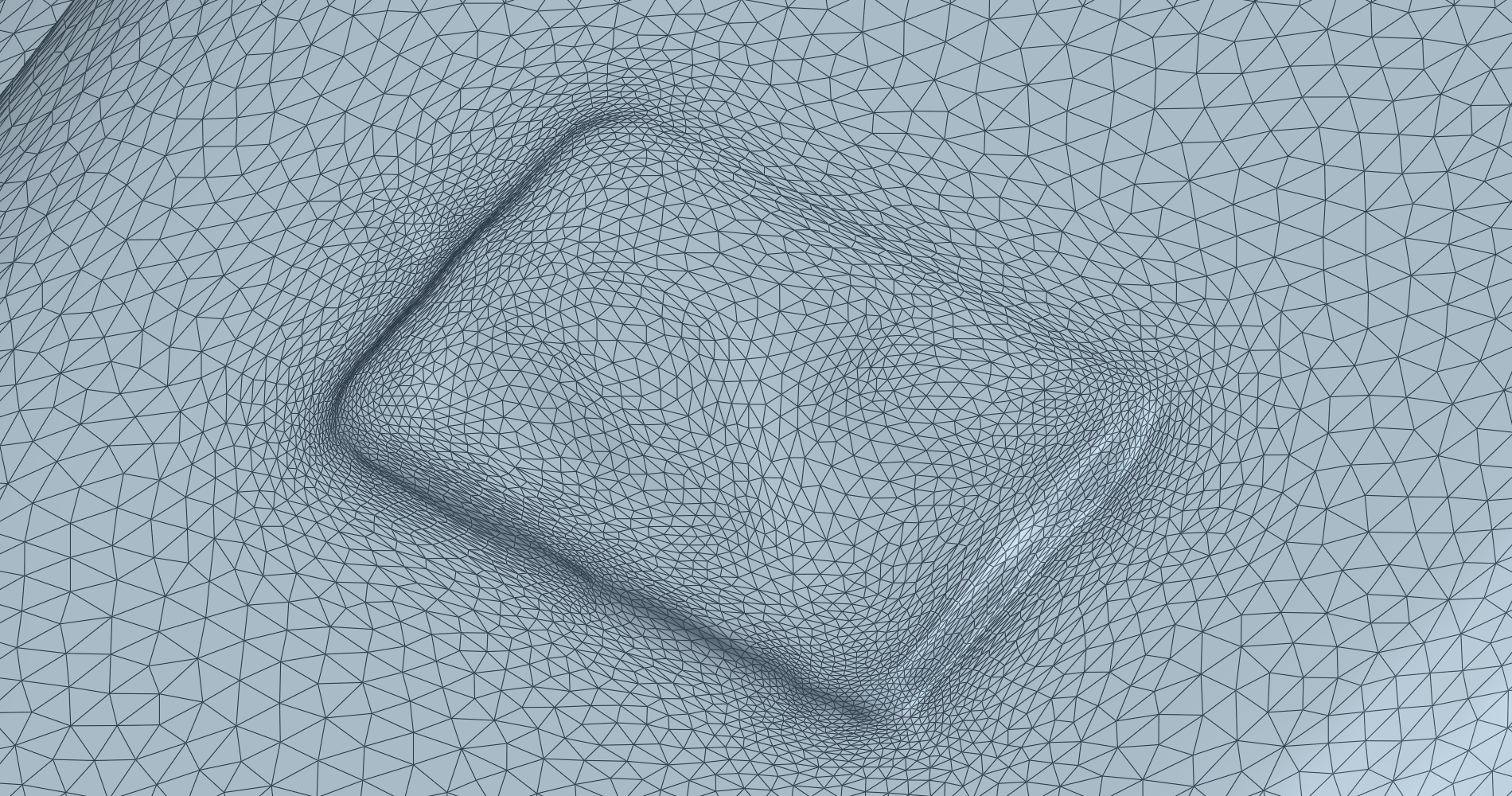 Surface mesh with a 20 mm geometry accuracy, where the panel is a smooth bump without bolt heads