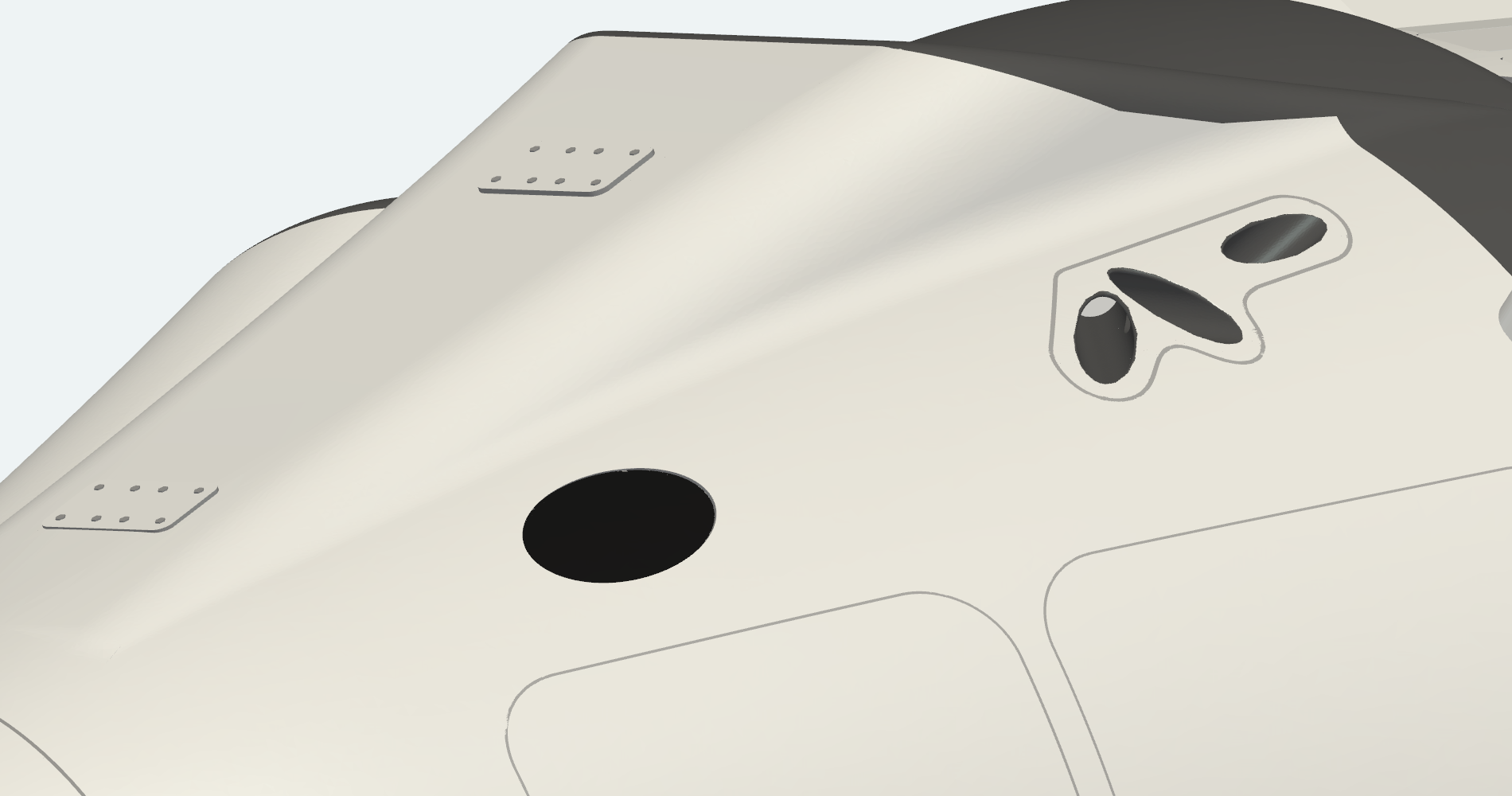Access panels and thruster ports on the capsule