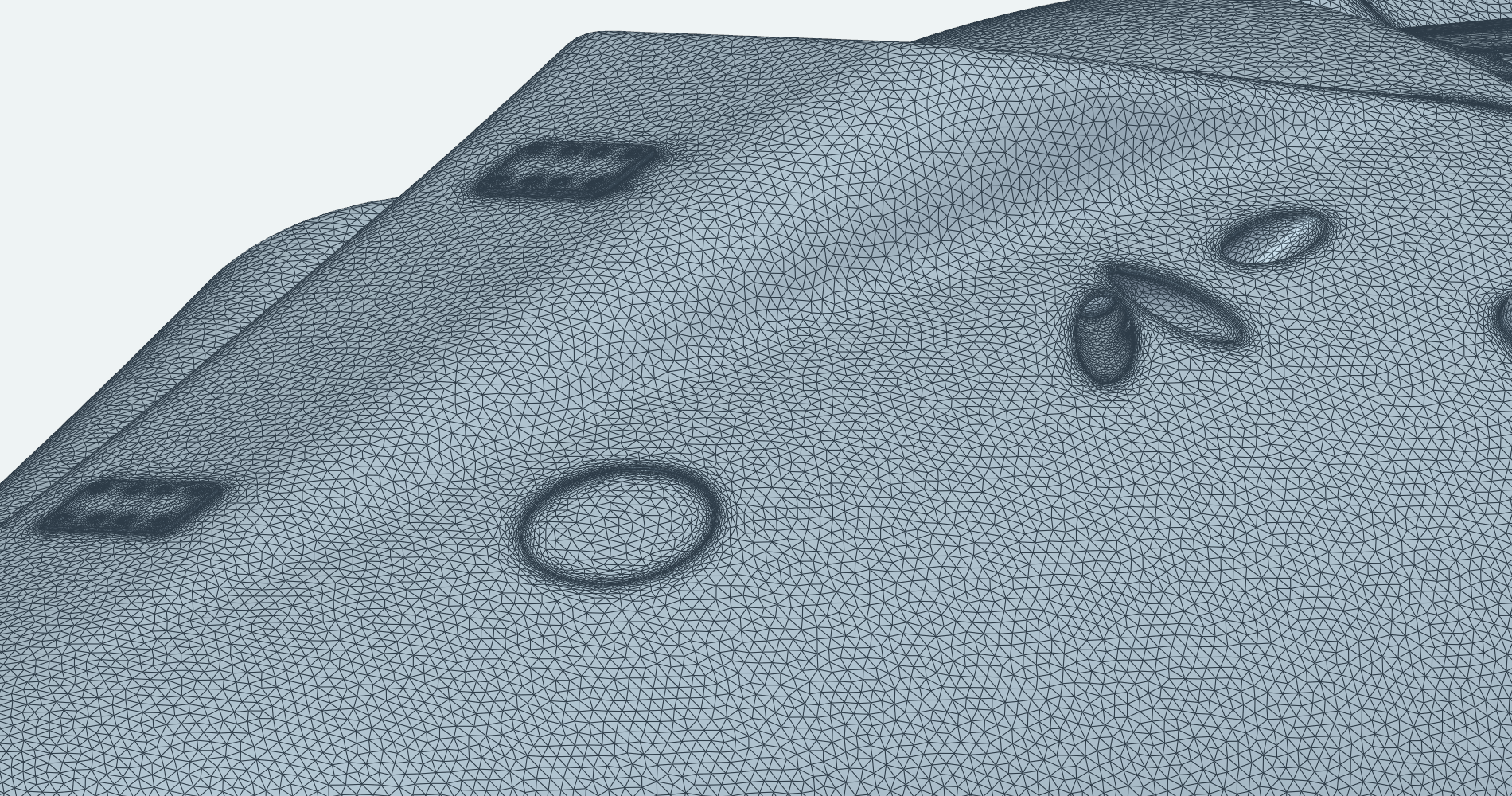 Surface mesh of the access panels and thruster ports on the capsule