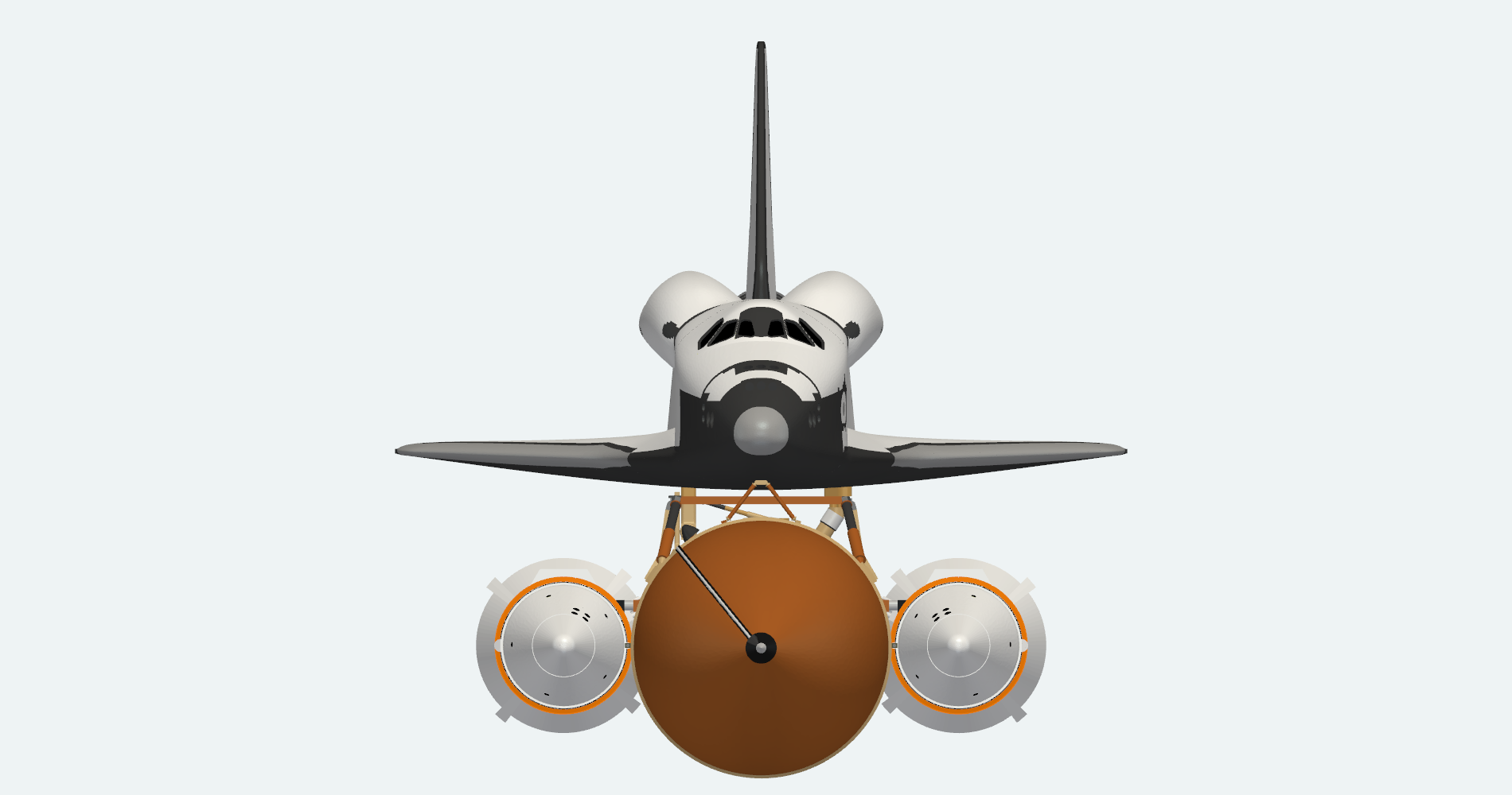 Front view of the Space Shuttle launch stack geometry