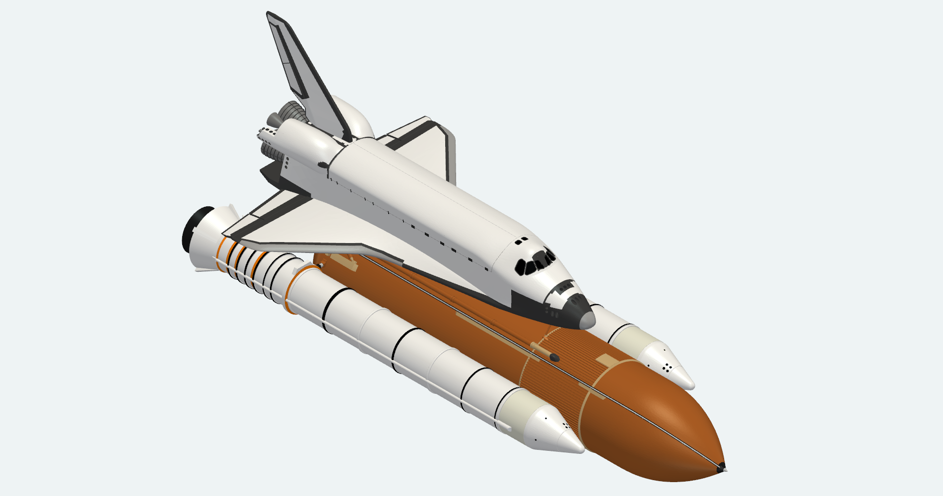 Isometric view of the Space Shuttle launch stack geometry