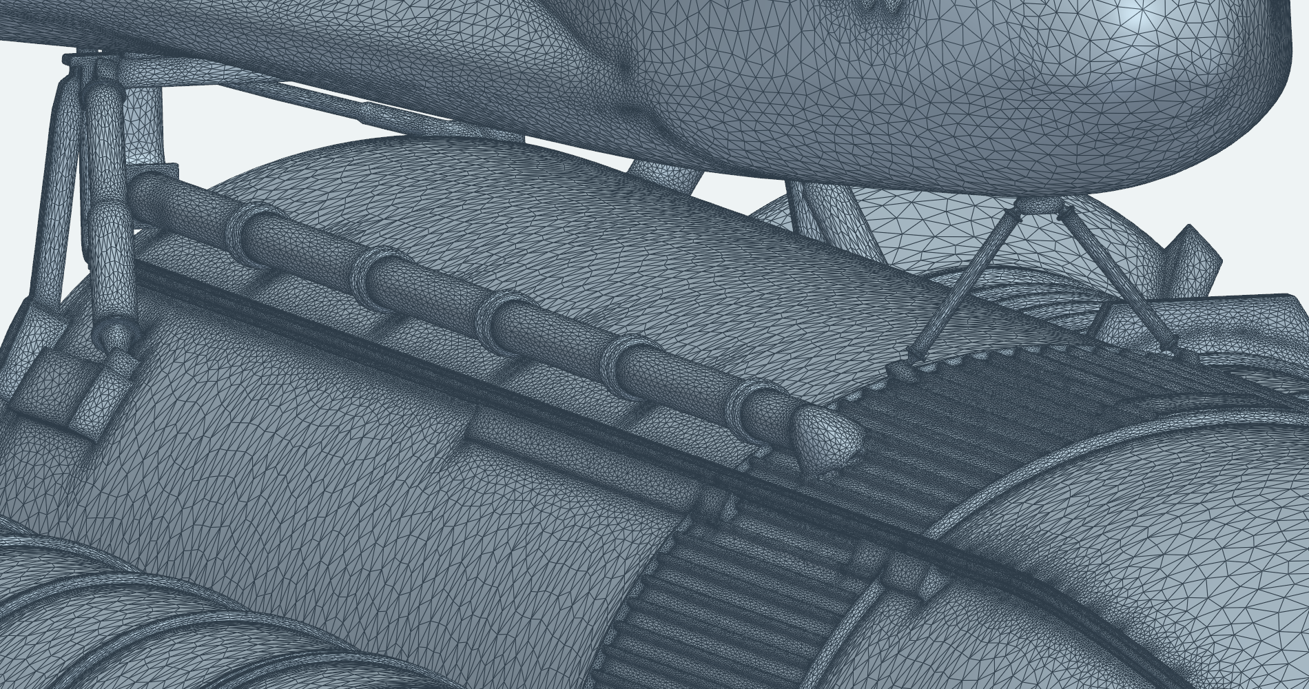 Surface mesh of the forward bipod, feedline and intertank