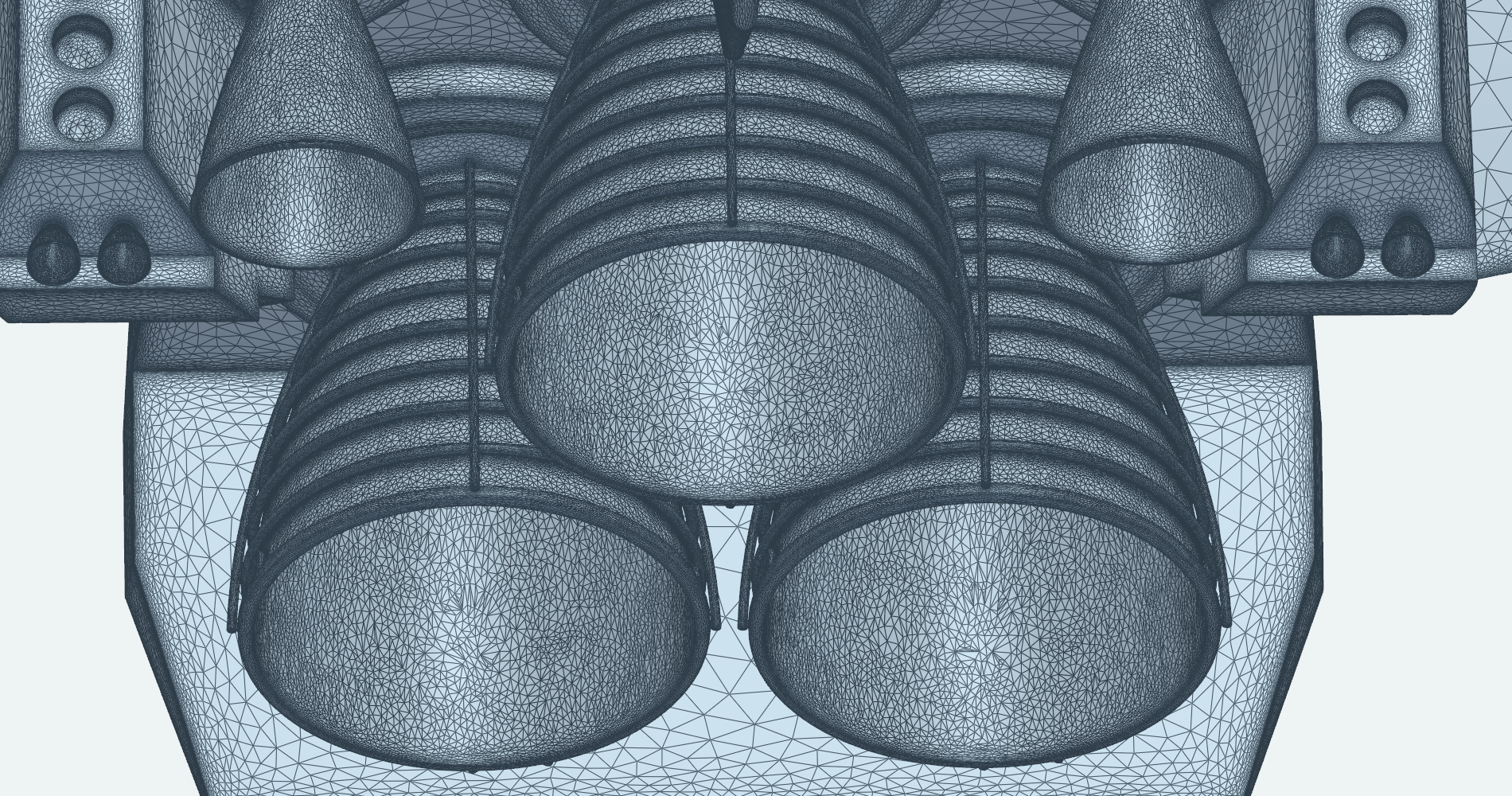Surface mesh of the main-engine nozzles and their stiffening rings