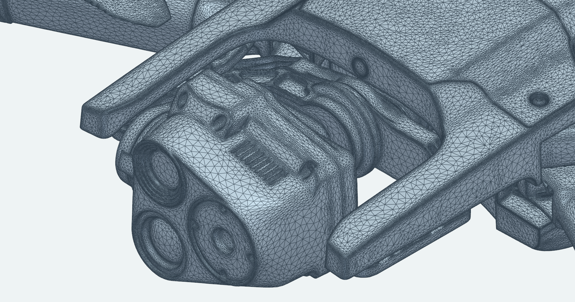 GeometryAI surface mesh of the defeatured Parrot ANAFI camera assembly