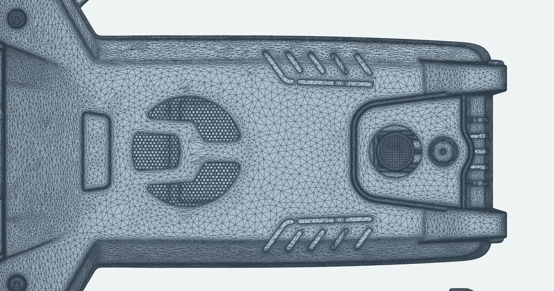GeometryAI surface mesh of the Parrot ANAFI underside assembly